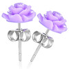 Fialový květ růže- Ocelové náušnice