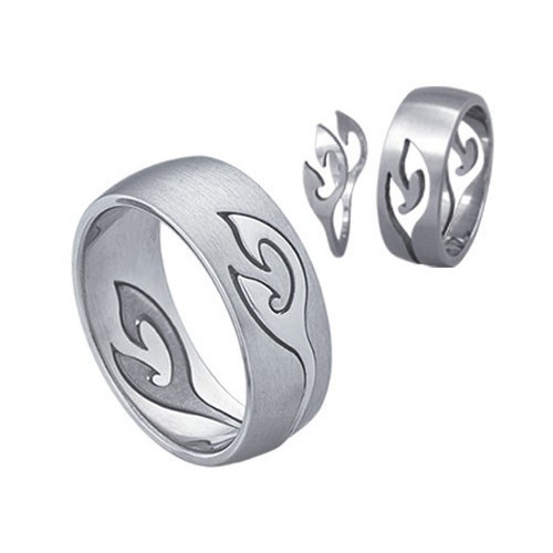 Ocelový prsten Plamen - dvě části, skládací