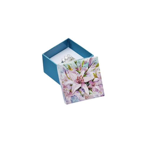Tyrkysová krabička s květinovým motivem - malá