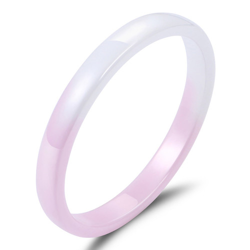Keramický dvoubarevný prsten - růžová a bílá - 3 mm