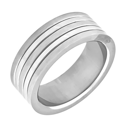 Ocelový prsten, dva lesklé pruhy